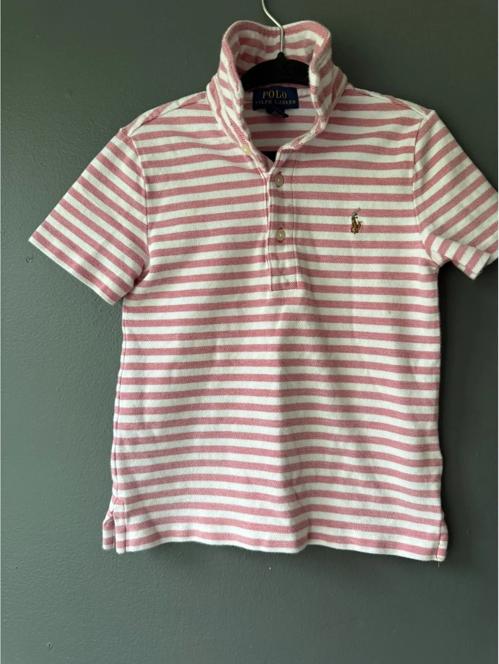 Polo Ralph Lauren Toddler 3T Pink and White Striped Polo Shirt